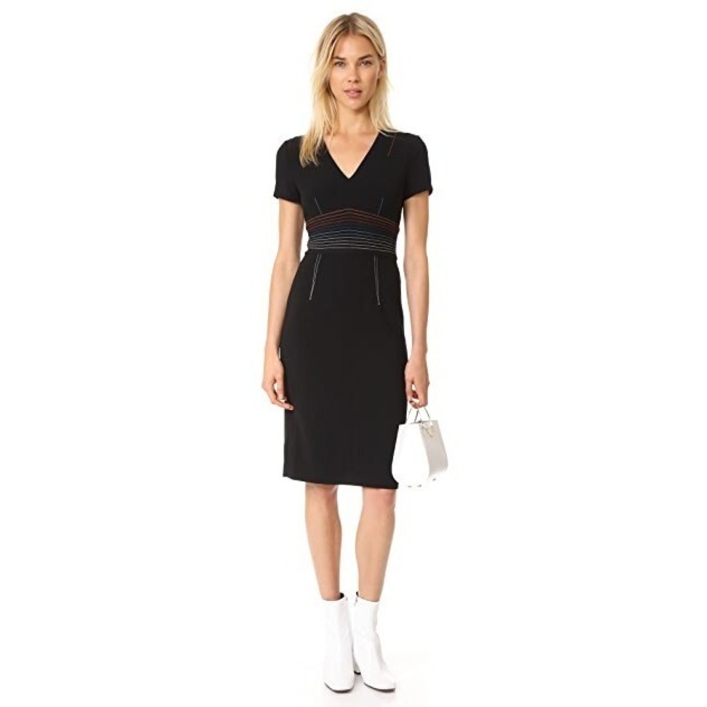 NWT Diane von Furstenberg DVF Rainbow Topstitched Sheath‎ Dress 2 0 XS LBD